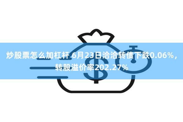 炒股票怎么加杠杆 6月23日洽洽转债下跌0.06%，转股溢价率202.27%