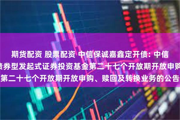 期货配资 股票配资 中信保诚嘉鑫定开债: 中信保诚嘉鑫3个月定期开放债券型发起式证券投资基金第二十七个开放期开放申购、赎回及转换业务的公告